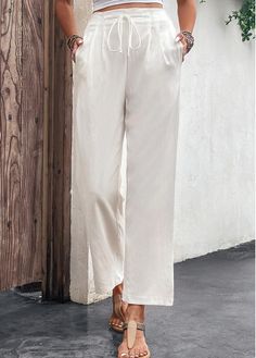 Color:White;Size:S;Size:M;Size:L;Size:XL;Size:2XL;Size:3XL;Size:4XL;Size:5XL;Package Contents:1 X Pants; Elastic Waist Leggings, Everyday Fashion Outfits, Teacher Outfit, Casual Outerwear, Blue Jumpsuits, Colored Pants, Women Pants, Casual Summer Outfit, Shorts Jeans