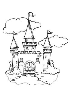 a drawing of a castle in the sky