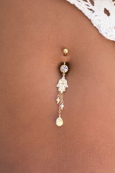 🪬✨ Belly Button Piercing Dangle, Christmas Crystals, Piercing Navel, Gold Belly Button Rings