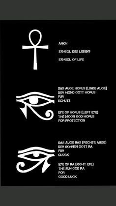 an image of the symbols for different types of eyes and their meanings in white on black