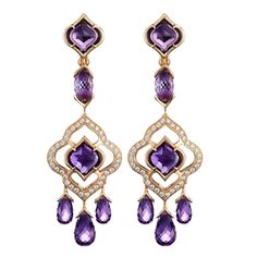 Beutiful 24 CT Amethyst With 0.7CT Lab Diamonds Dangle Earring Statement Jewelry Chopard Jewelry, High Jewellery, Venice Film Festival, Purple Jewelry, Amethyst Jewelry, Fantasy Jewelry, Amethyst Earrings, High Jewelry, Bling Jewelry