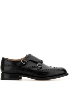 black leather brushed effect monk strap slip-on style perforated detailing almond toe branded insole leather lining low stacked heel leather sole Double Monk Strap Shoes, Double Monk Strap, Monk Strap Shoes, Elegant Shoes, Mens Black Leather, Strap Shoes, Men's Wardrobe, Monk Strap, Formal Shoes