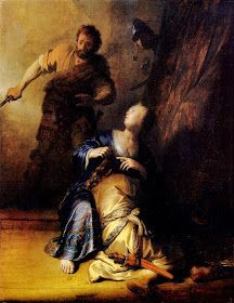 a painting of a woman being held up by a man who is kneeling down on the ground