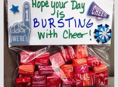 a sign that says hope your day is busting with cheer and lots of candy