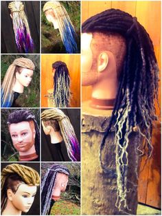 aYa Dreadhawk Hair Piece PLEASE MESSAGE ME WHAT COLOURS YOU WOULD LIKE YOUR DREADS TO BE. The above images are just examples. If you have any photos, that would be very useful :) Create a Custom Order...choose length then message about colourtakes approximately 2-3 weeks to complete 60 single ended felted wool dreads are attached to a strip of elasticated material. Choose with clips if you have hair. There are 6 snap clips sewn in...2 at the top/front of head 2 in the centre and 2 at the top/bac Dreads Mohawk, Viking Braids Female, Braids Female, Yarn Dreads, Female Dreads, Dread Ideas, Dreadlocks Girl, Single Ended Dreads, Faux Dreads