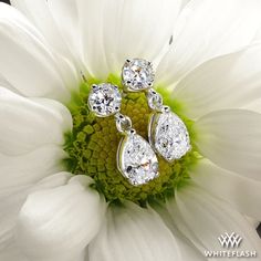 1.60ctw Round And Pear Tandem Lab Created Diamond Earrings Platinum Engagement Rings, Earrings Elegant