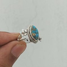 Turquoise Ring, Handmade Ring, 925 Solid Sterling Silver Ring, Silver Turquoise Ring, Silver Ring, R Gem Studio, Fun Rings, Butterfly Angel, Silver Turquoise Ring, Country Jewelry, Cowgirl Jewelry, Turquoise Ring Silver, Silver Jewelry Design, Copper Turquoise