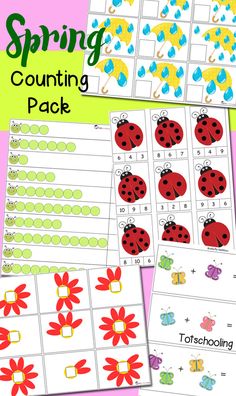 spring counting pack with ladybugs and flowers