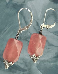 Perfect for adding a pop of color to any outfit, these strawberry Jade earrings are a beautiful and unique addition to your jewelry collection. The Bali silver accents add a touch of elegance and sophistication, while the silver lever backs ensure a secure and comfortable fit. With a hang of 1 inch, these earrings are the perfect length for everyday wear or special occasions. Treat yourself or someone special to these stunning earrings today! Classic Pink Sterling Silver Earrings, Adjustable Lever Back Jewelry Gift, Adjustable Lever Back Jewelry As A Gift, Elegant Adjustable Lever Back Jewelry, Nickel-free Pink Earrings For Everyday, Nickel-free Pink Sterling Silver Earrings, Classic Pink Dangle Earrings, Classic Pink Dangle Jewelry, Pink Nickel-free Clip-on Earrings As Gift