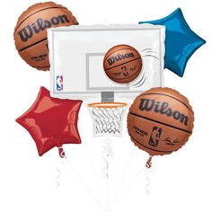 balloon decorations including basketballs and balloons