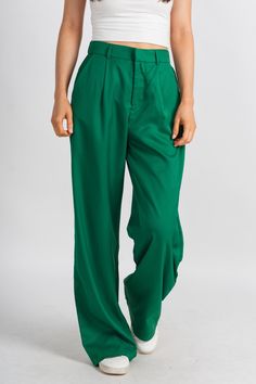 Wide leg pants from Lush fashion Lounge women's boutique in Oklahoma City. Lush boutique in OKC has a variety of cute pants and more! Don't get pinched in these trendy wide leg pants on St. Patrick's Day! The perfect easy to wear pants for St. Paddy's Day. Model is 5'7 size 24 wearing size small. 100% polyester Pants Green, Cute Pants, Paddys Day, Women's Boutique, Oklahoma City, Ladies Boutique, Oklahoma, Leg Pants, Wide Leg Pants