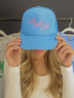 Join the Cool Mom club! Pair this teal blue trucker with your go to sweats or biker shorts and rock the car pull line! Color: Teal Blue Trendy Blue Trucker Hat For Spring, Blue Trucker Hat For Summer Outdoor Activities, Blue Trucker Cap For Spring, Blue Snapback Trucker Hat For Spring, Turquoise Casual Hat For Spring, Spring Hip Hop Trucker Hat For Streetwear, Blue Casual Sports Hat, Blue Casual Trucker Hat For Outdoor, Casual Blue Sports Hat