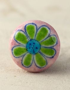 Well Designed Pink Dresser Blue Pottery Cabinet Knob With Green Flower Colorful Knobs, Pink Dresser, Dresser Cabinet, Ceramic Door Knobs, Printed Tile, Wooden Knobs, Wedding Mugs, Beautiful Prints, Blue Pottery