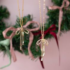 Make a statement with this trendy Bow Necklace. Ribbons have been all the rave this season, and we found the perfect way to get on this trend. …………………………………. Details: Pendant Is Gold Filled or Silver Plated measuring approx. 33.4mm x 19mm x 2.4mm Chain is 14K Gold Filled or Sterling Silver Size Inclusive and can be made in any size needed Average necklace length is 18" About Your Jewelry If you are not wearing your jewelry it is best to store it in a cool, dry place such as your gift box that is Gold Necklaces With Bow As Gifts, Dainty Bow Necklace For Gifts, Chic Gold Necklace With Bow, Dainty Coquette, Gold Bow Necklaces For Gifts, Bow Necklace Gold, Trendy Bows, Belly Jewelry, Bow Necklace