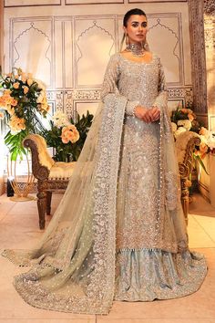 Buy Pakistani Bridal Gown Blue Lehenga Dupatta Dress in Texas – Nameera by Farooq Pakistani Gown, Pakistani Bridal Couture, Pakistani Bridal Dress, Lehenga Dupatta, Lehenga Gown, Blue Lehenga, Pakistani Bridal Dresses, Pakistani Bridal Wear, Pakistani Bridal