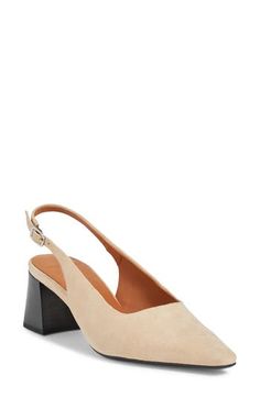 A graceful slingback strap balances the bold block heel of this essential pointy-toe pump. 2 1/4" heel Adjustable slingback strap with buckle closure Leather upper and lining/synthetic sole Imported Slingback Pump, Women's Pumps, Pump Shoes, Block Heels, Leather Upper, Buckle, Nordstrom, Pumps, Women Shoes