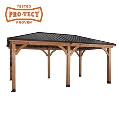 a wooden gazebo with the text tested pro - tect proven