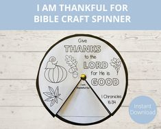 a clock with the words i am thanksgiving for bible craft spinner