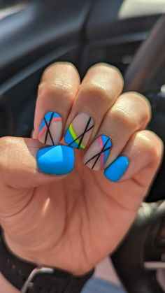 80s Design Nails, Neon 80s Nails, Fun Nail Ideas Acrylic, 90s Nails Simple, 80 Nails 80's, 80s Style Nails, 80s Themed Nails, 90s Nails Short, Arcade Nails