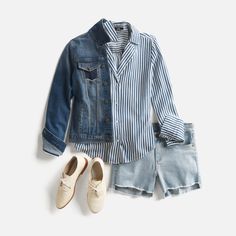 w_blog_april-month-of-outfits451 Stitch Fix Inspiration, Denim On Denim, Double Denim, New Month, Weekend Wear, Collar Shirt, Pinterest Board