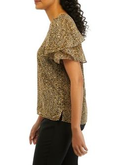 Feminine flutter sleeves charm this fierce animal-printed blouse from Vince Camuto. | Vince Camuto Women's Flutter Sleeve Animal Print Blouse, XS Fierce Animals, Animal Print Blouse, Print Blouse, Flutter Sleeves, Blouse Styles, Printed Blouse, Flutter Sleeve, Vince Camuto, Womens Clothing Tops