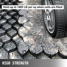 the tire treads have been covered with pebbles and are being used to protect them from falling