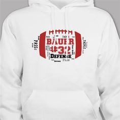 Football Phrases, Football Hoodies, Custom Football Shirts, Art Hoodie, Personalized Basketball, Word Art Design, Personalized Football, Personalized Grandma, Custom Football