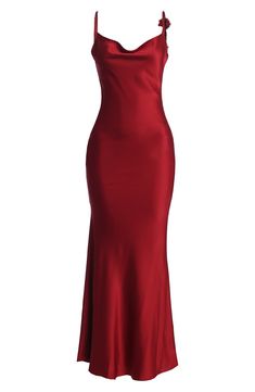 JLUXLABEL Down the Aisle Open Back Satin Gown | Nordstrom Satin Gown Designs, Red Formal Dresses, One Shoulder Dress Long, Red Silk Dress, Maxi Design, Red Maxi Dress, Liquid Satin, Exquisite Gowns, Corsets And Bustiers