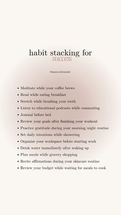 Transform your routine with habit stacking! Combine small habits to build momentum and create lasting change. One step at a time leads to success. #immovableminds How To Stop A Habit, New Habits Ideas, How To Build A Habit, Easy Habits To Start, How To Create Habits, Build A Routine, Changing Habits Quotes, Weekly Habits Ideas, How To Build Habits