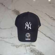 Mens Ny Fitted Cap Brand New Never Worn Authentication Sticker Is Peeling Off A Bit As Shown In Above Photo. Black Visor Fitted Hat, Navy Trucker Hat For Streetwear, Urban Baseball Cap With Curved Visor, Fitted Baseball Caps, Fitted Caps, Baseball Cap, Accessories Hats, Mens Accessories, Man Shop