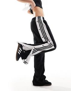 adidas Originals adicolor adibreak side logo track pants in black | ASOS Casual Adidas Logo Pants For Spring, Spring Casual Pants With Adidas Logo, Adidas Logo Pants For Spring Streetwear, Adidas Sweatpants For Spring Streetwear, Adidas Logo Activewear For Streetwear, Adidas Logo Cotton Bottoms For Streetwear, Adidas Sportswear For Streetwear, Adidas Cotton Bottoms For Streetwear, Sporty Adidas Logo Pants