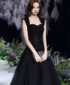 Evening Dress Black, Prom Dress Black, Formal Dresses Graduation, A Line Evening Dress, Tulle Evening Dress, Evening Dress Fashion, فستان سهرة, Black Tulle, Black Evening Dresses