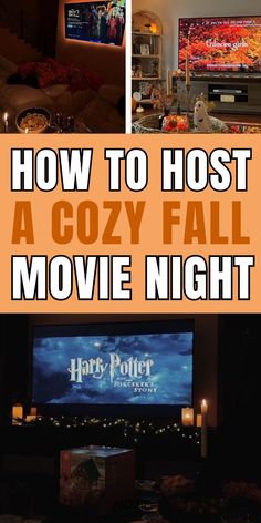 how to host a cozy fall movie night in the living room or family room with movies