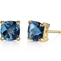 Meet us in London Melt into the precious moments of your day (and night) with the sweet whispers of our London Blue Topaz. These standout earrings feature cushion cut Peora natural london blue topaz gemstones in 14K yellow gold. Our natural London Blue Topaz gemstones are a unique gift from nature. By cutting them in a way that respects the rough's natural radiance, we ignite their inherent intensity and maximize their brilliance to deliver on our signature Peora standard. Handcrafted in pure 14K yellow gold goodness, these earrings have been carefully coated in an elegant finish. Our artisans are expertly trained in this process which fortifies the earring's strength, shine and brilliance. Looking for an anniversary or engagement present? Our concierge stylists are here to help with all o Cushion Cut Earrings, Tanzanite Studs, London Blue Topaz Earrings, Jewelry Questions, Cut Earrings, Gold Cushions, Blue Topaz Earrings, Topaz Earrings, Swiss Blue Topaz