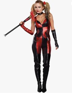 Harley Quinn Costume Diy, Original Halloween Costumes, Halloween Costumes For Sale, Harley Quinn Halloween Costume, Catsuit Costume, Harley Quinn Halloween, Black Halloween Dress, Harley Quinn Costume