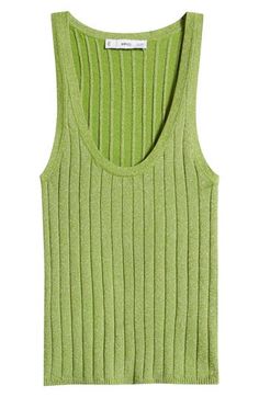 A shimmer-simmered sweater-tank is ready to be a sparkling first layer or a sassy solo player. Scoop neck 60% viscose, 15% polyamide, 15% polyester, 10% metallic fibers Hand wash, dry flat Imported Spring Party Ribbed Tank Top, Casual Fitted Shimmer Tops, Solo Player, Rib Sweater, Green Fits, Sweater Tank, Fabric Gifts, Free Fabric, Ribbed Sweater