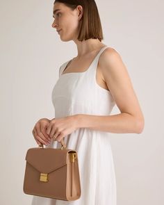 Italian Leather Top Handle Crossbody Classic Summer Bags With Leather Handles, Classic Bags With Leather Handles For Summer, Leather Shoulder Bag With Adjustable Handle For Work, Brown Bags With Adjustable Handle For Work, Classic Bag With Adjustable Handle, Beige Structured Shoulder Bag With Detachable Strap, Classic Bag With Adjustable Handle For Work, Classic Summer Satchel Shoulder Bag, Classic Satchel Shoulder Bag For Summer