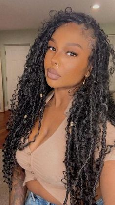 Faux Locs With Curls, Curly Locs Hairstyles, Dubai Fits, Fairy Locs, Dread Ideas, Boho Goddess Locs, Goddess Faux Locs, Bohemian Locs