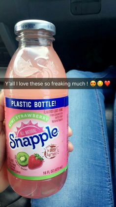 someone holding up a bottle of snapple in their hand and the caption says, you'll love these so freaking much