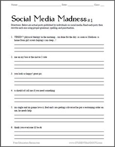 the social media worksheet