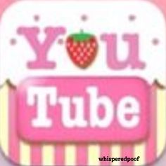 the logo for you tube is shown in pink and yellow stripes with a strawberry on it