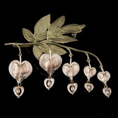 Bleeding Heart Brooch Mage Robes, Michael Michaud, Heart Flowers, Pink Jewels, Heart Pin, Botanical Jewelry, Urban Lifestyle, Heart Brooch, Hanging Hearts