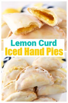 lemon curd iced hand pies on a plate with the title in the middle