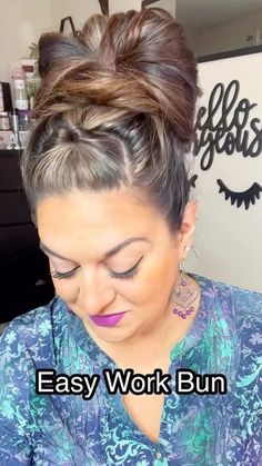 Gina Dinko on Instagram: "Messy bun idea for the workplace! 👌🏼 took me 2 minutes! #hair #hairstyle #hairhack #hairtutorial #easyhairstyles #messybun" Easy To Do Messy Buns, Messy Bun With Face Framing, Messy Bun Bandana Hairstyles, Medium Hair Hacks Hairstyles, Bun Holder For Hair, Diy Up Dos For Medium Hair, Diy Cute Hairstyles, Easy Buns For Work