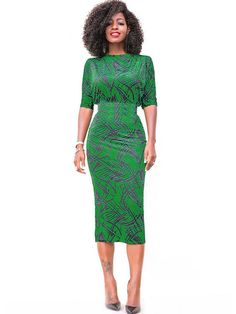 Material: Made of Polyester & spandex.Feature: Random lines printed. half sleeve. round neck. bodycon. midi dresses. no belt.Style: Party. Office Run Small. Order One Size Up Random Lines, Bodycon Tops, Green Dresses, Belt Style, Half Sleeve Dresses, Style Party, New Dresses, Green Midi Dress, Bodycon Midi