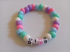 A pastel bracelet based around the wonderful world of cool tones and cotton candy type colors. Trendy Handmade Pastel Bracelets, Trendy Adjustable Pastel Jewelry, Trendy Pastel Friendship Bracelets As Gift, Pastel Letter Beads Bracelet As Gift, Pastel Letter Beads Bracelet For Gift, Trendy Adjustable Pastel Beaded Bracelets, Handmade Pastel Bracelets For Gift, Casual Pastel Bracelets For Friendship, Casual Pastel Friendship Bracelet