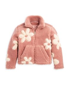 Blanknyc Girls' Flower Power Fleece Jacket - Big Kid Winter Pink Floral Print Outerwear, Winter Floral Print Pink Outerwear, Winter Pink Outerwear With Floral Print, Cute Pink Fleece Outerwear, Pink Long Sleeve Fleece Jacket For Spring, Casual Pink Fleece Jacket For Spring, Cozy Fleece Outerwear For Spring, Flower Coat, Fall Baby