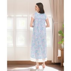 Embrace the elegance of yesteryears with the Alexander Del Rossa 100% Cotton Nightgown, designed to offer both comfort and a dash of romantic flair. This long, lightweight gown is perfect for warm nights with its breathable cotton fabric and loose, flowing fit.

- Material: 100% Cotton
- Size: Large
- Color: Floral Watercolor
- Gender: Female
- Features: Lace trim, button-up front, cap sleeves

This nightgown features a delicate lace hem and neckline that add a touch of vintage charm, while the Watercolor Print Pattern, Gowns Floral, Female Features, Sleep Gown, Nighttime Routine, Night Gowns, Cotton Nightgown, High Neck Tank Top, The Embrace