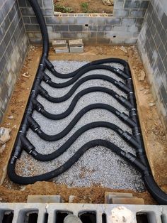 pipes are laid out in the ground to be installed