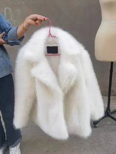 Mqtime Female Cropped White Faux Fur Jacket Winter Fluffy Long Sleeve Lapel Collar Loose Warm Overcoats Lady Elegant High Street Coat Size Shoulder (cm) Bust (cm) Length (cm) Sleeve (cm) S 45 108 72 56 M 46 112 73 57 L 47 116 74 58 NOTE: Please compare the detail sizes with yours before you buy!!! (2.54cm = 1inch) All are measured by hand, so please allow 2-3 cm mistake . White Faux Fur Jacket, White Faux Fur Coat, Womens Faux Fur Coat, Coat Women Fashion, Women Jacket, White Faux Fur, Coat Women, Faux Fur Jacket, Faux Fur Coat